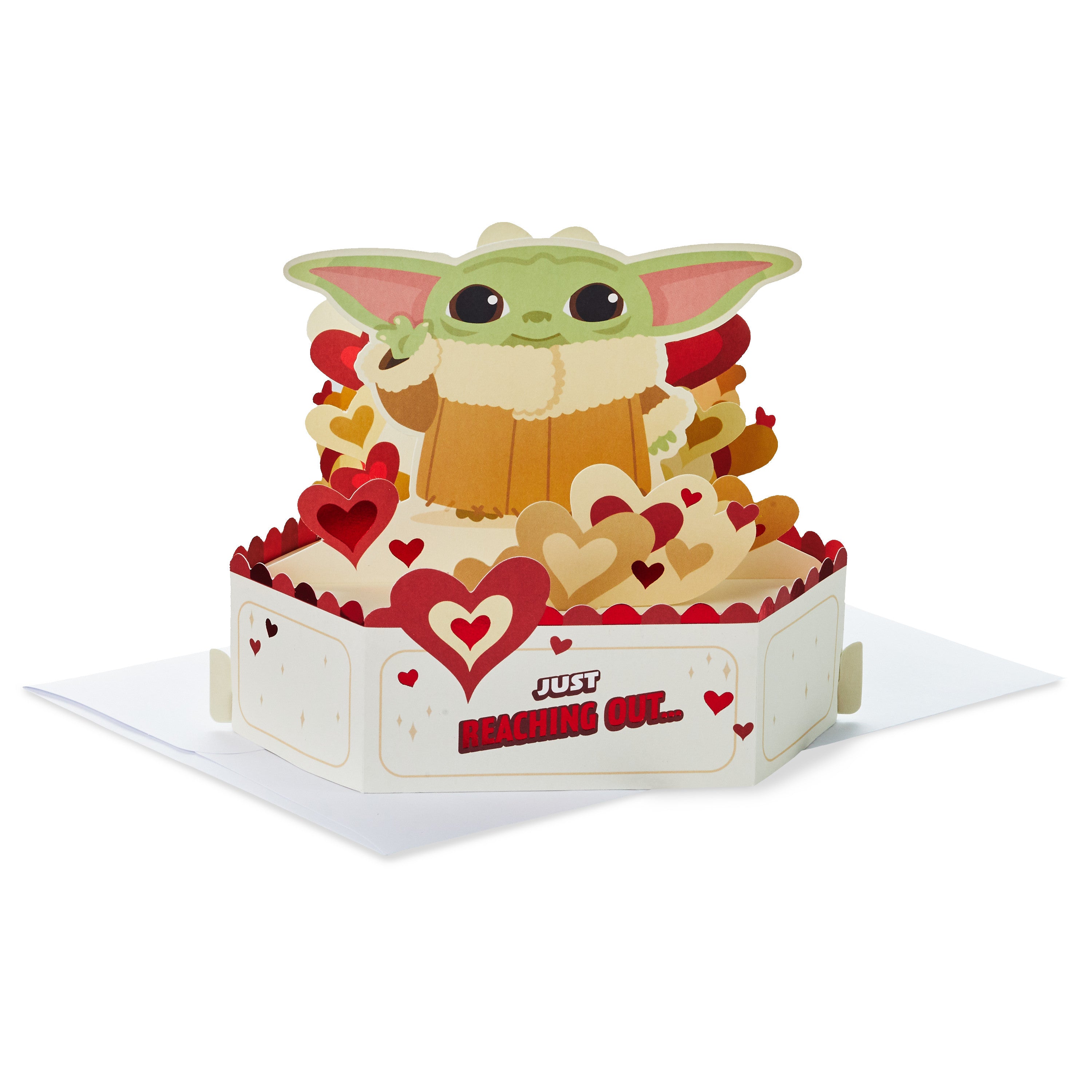 Paper Wonder Star Wars Baby Yoda Pop Up Love Card, Valentines Day Card, or Anniversary Card (Reaching Out)