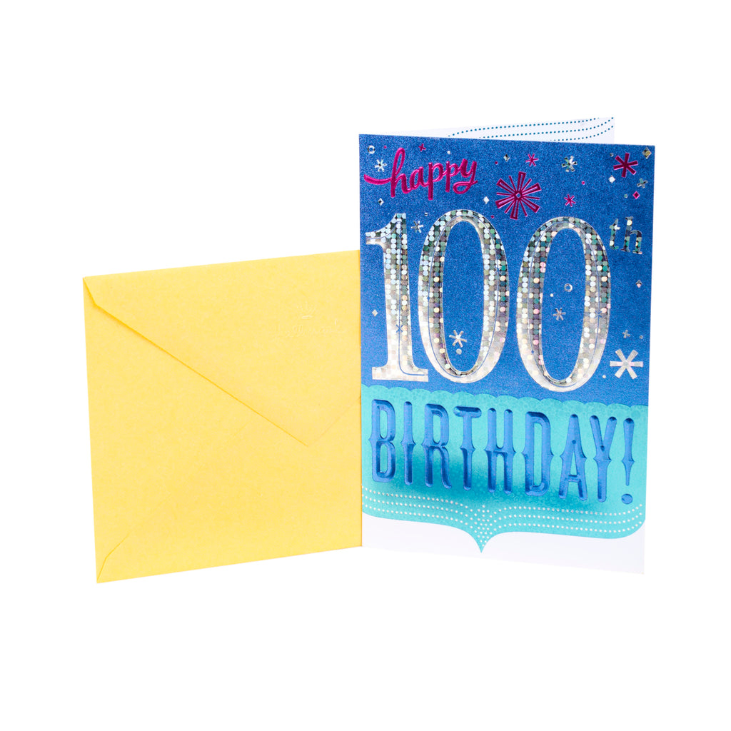 100th Birthday Greeting Card (100th with Confetti)
