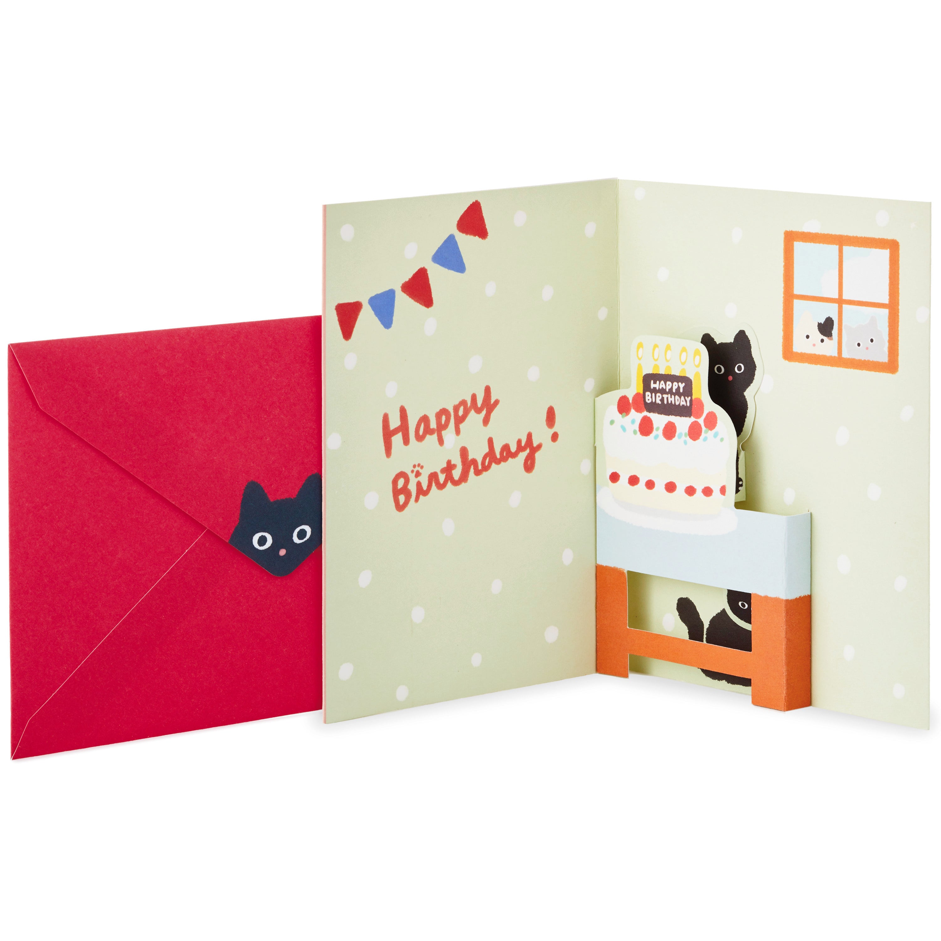 Pop Up Birthday Card (Cat and Friend with Birthday Cake)