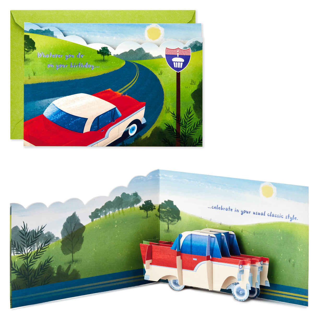 Paper Wonder Displayable Pop Up Birthday Card (Classic Car)