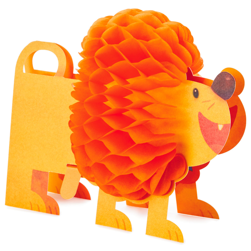 Pop Up Birthday Card (3D Honeycomb Lion)