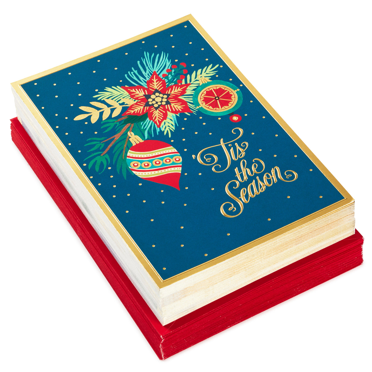 Boxed Christmas Cards Assortment, Festive Foil (40 Cards and Envelopes)