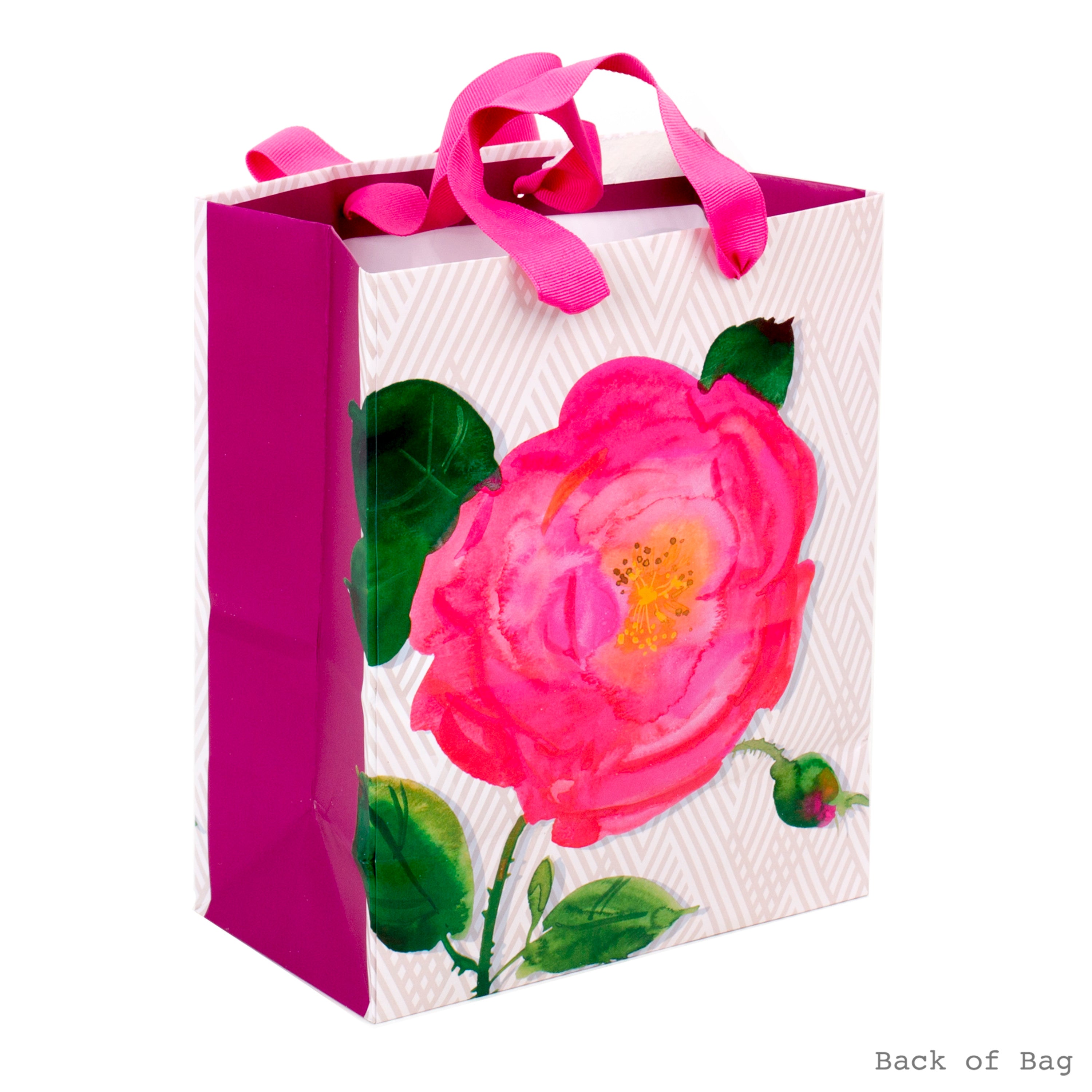 9" Medium Gift Bag with Tissue Paper (Pink Rose) for Birthdays, Bridal Showers, Weddings, Mothers Day or Any Occasion