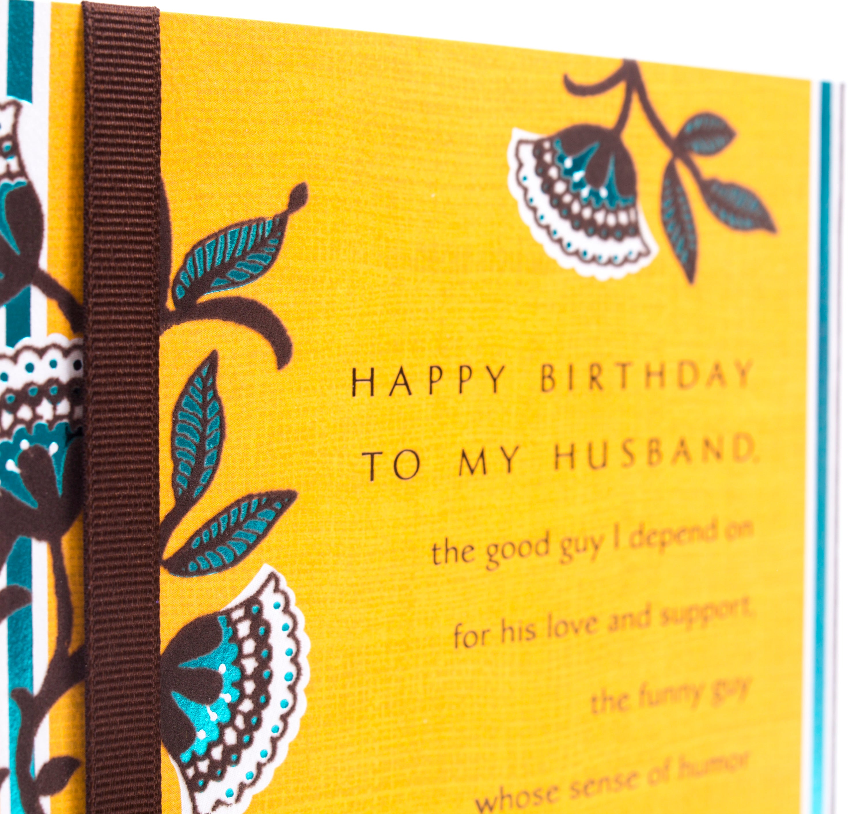Birthday Card for Husband (Brown and Blue Floral)