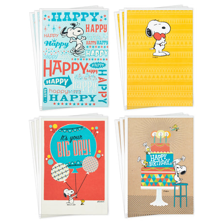 Peanuts Birthday Cards Assortment, Snoopy Designs (12 Cards with Envelopes)