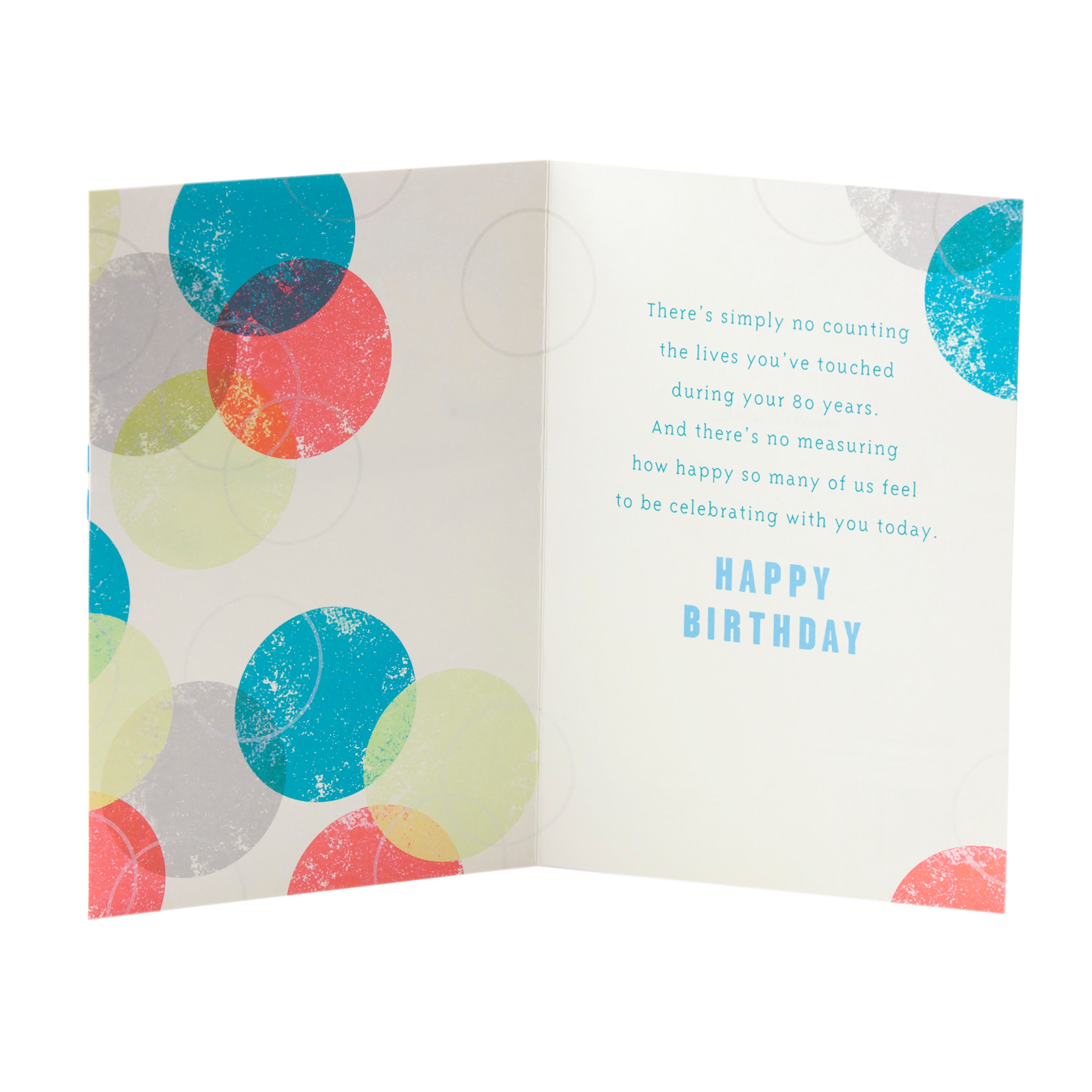 80th Birthday Greeting Card (Color Orbs)