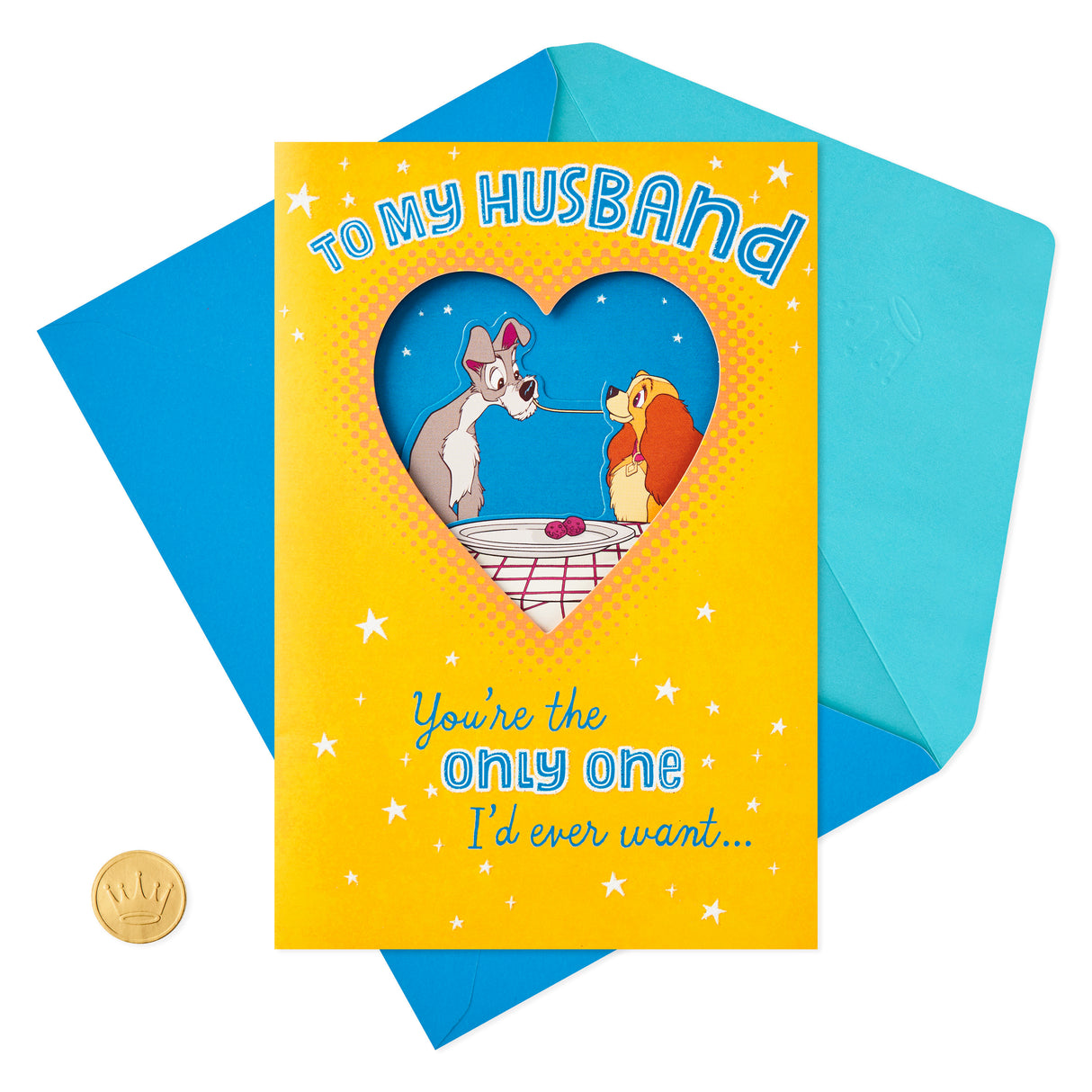 Father's Day Card for Husband (Interactive Kiss Disney Lady and The Tramp)