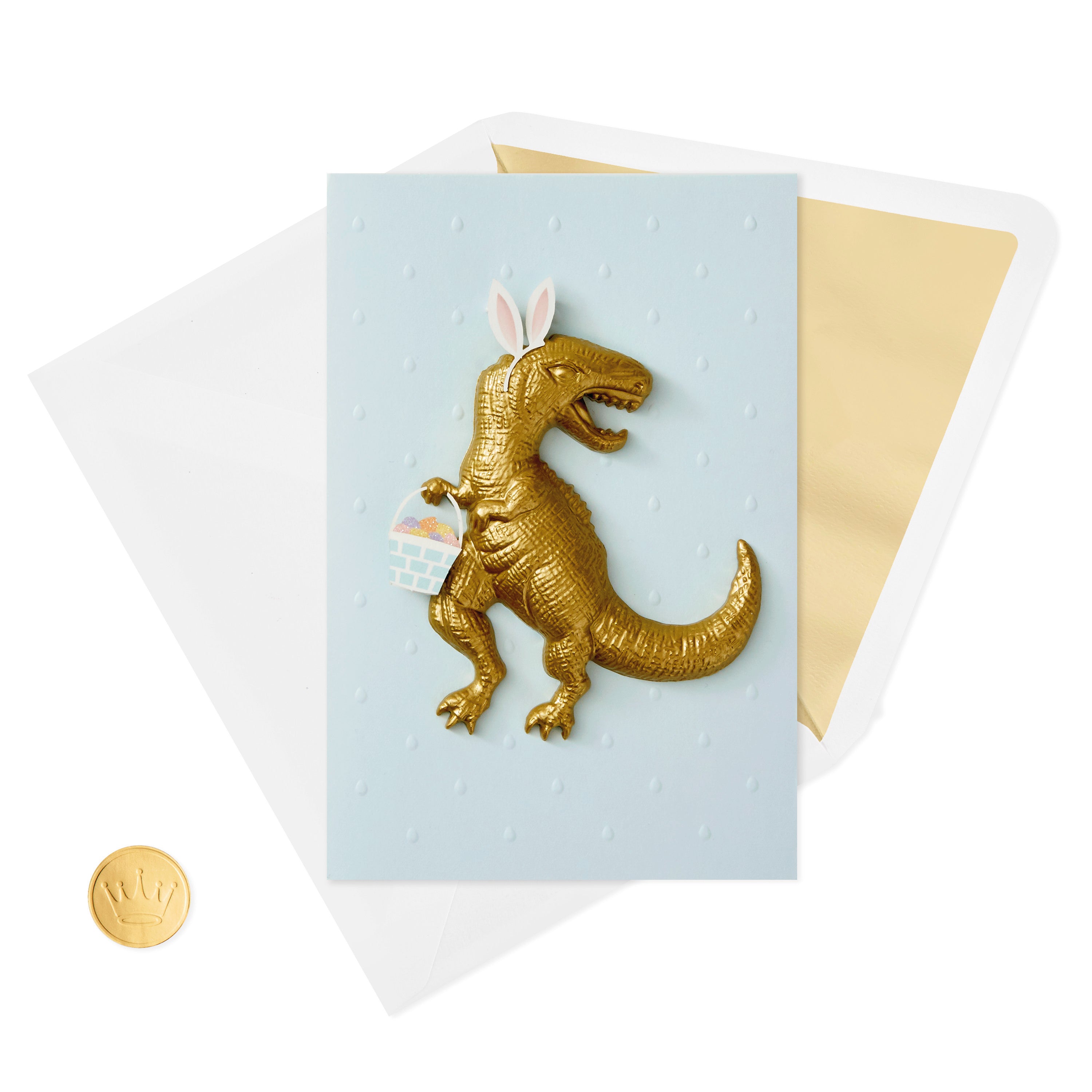 Signature Easter Card for Kids (Easter Bunny T Rex Dinosaur)
