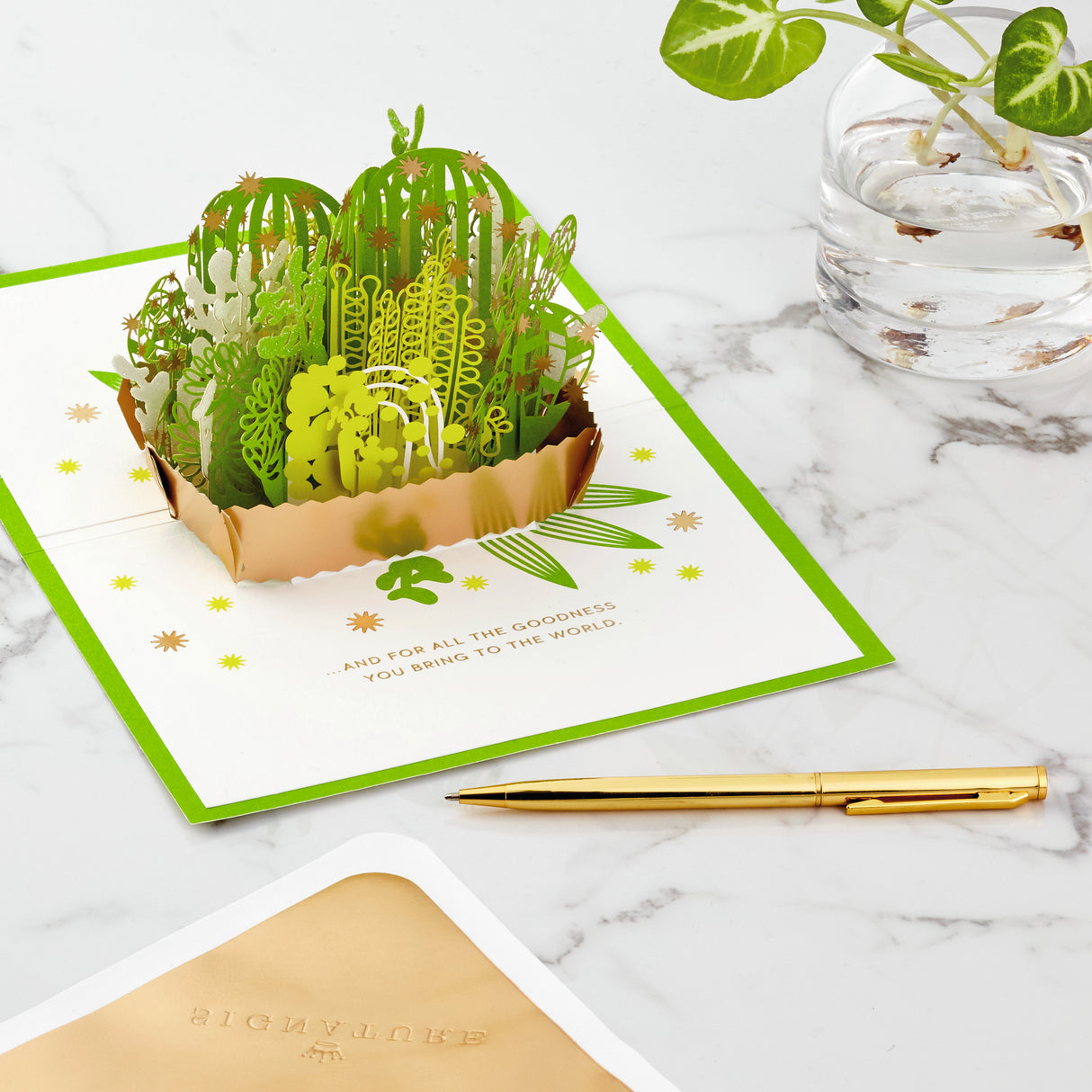 Signature Paper Wonder Pop Up Thank You Card, Succulents (Nurses Day Card, Teacher Appreciation )