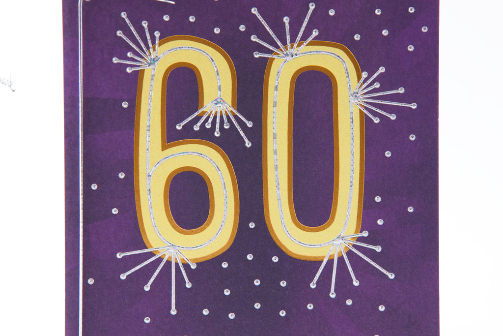 60th Birthday Greeting Card (Rays with Tassel)