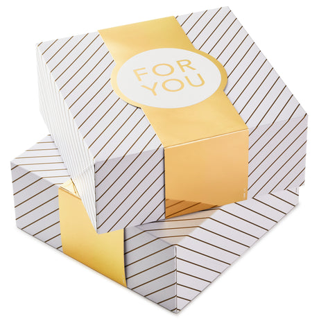 Hallmark 10" Large Gift Boxes with Wrap Bands (2-Pack: White and Gold, "For You") for Weddings, Graduations, Valentine's Day, Christmas, Hanukkah, Birthdays