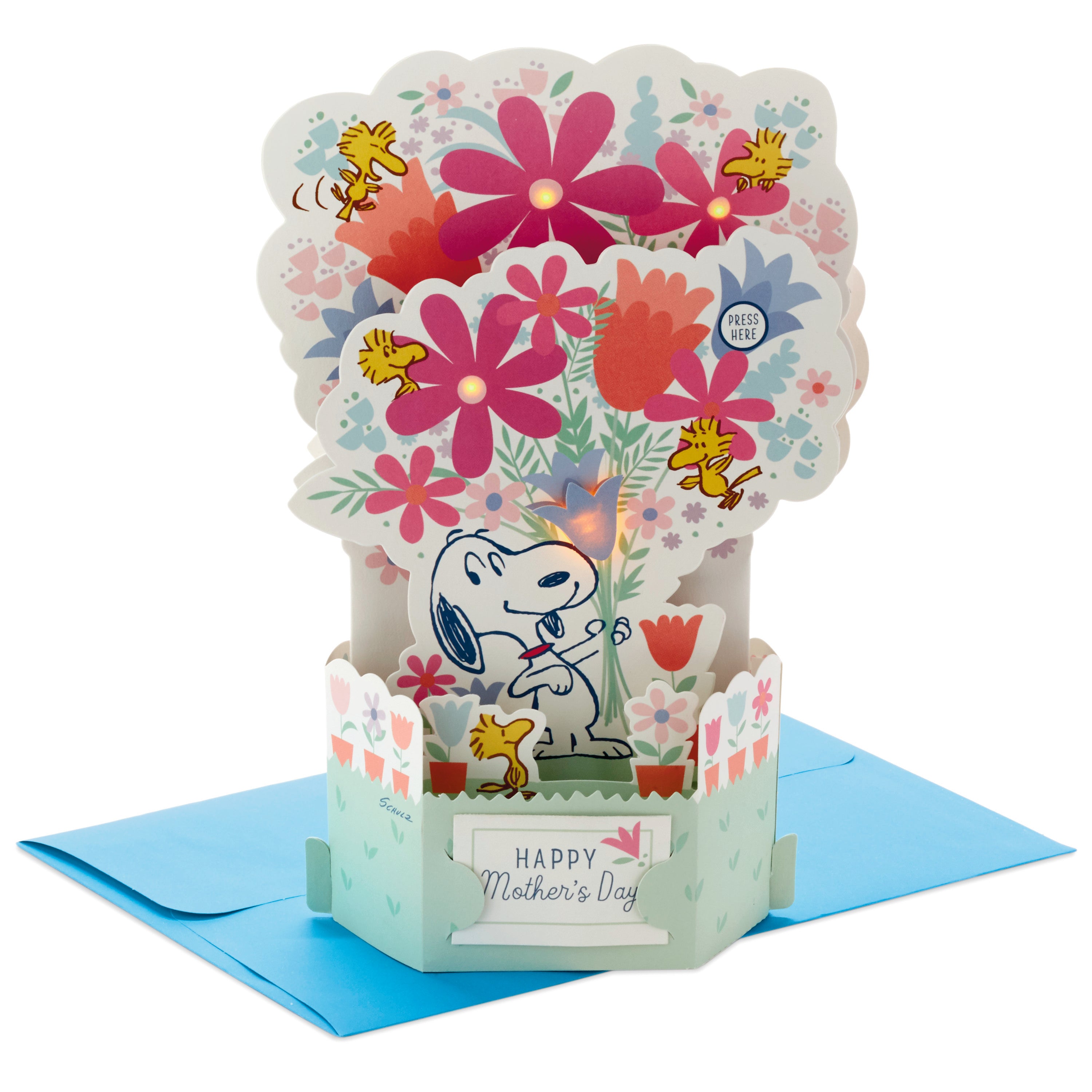 Peanuts Pop Up Mother's Day Card with Song (Snoopy Displayable Bouquet, Plays Instrumental Music)