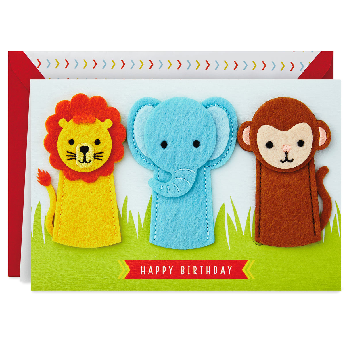 Signature Birthday Card with Removable Finger Puppets for Kids (Jungle Animals)