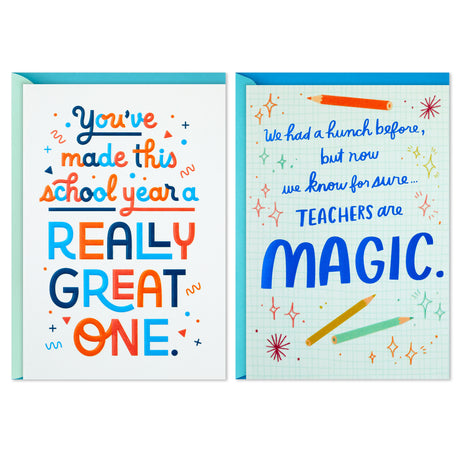 Pack of 2 Thank You Cards, Teachers are Magic (Teacher Appreciation, Coach Appreciation)