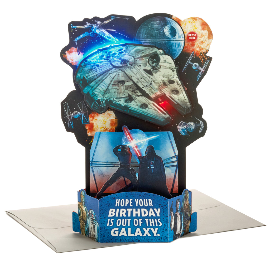 Paper Wonder Star Wars Pop Up Birthday Card with Music (Out of this Galaxy, Plays Star Wars Theme)