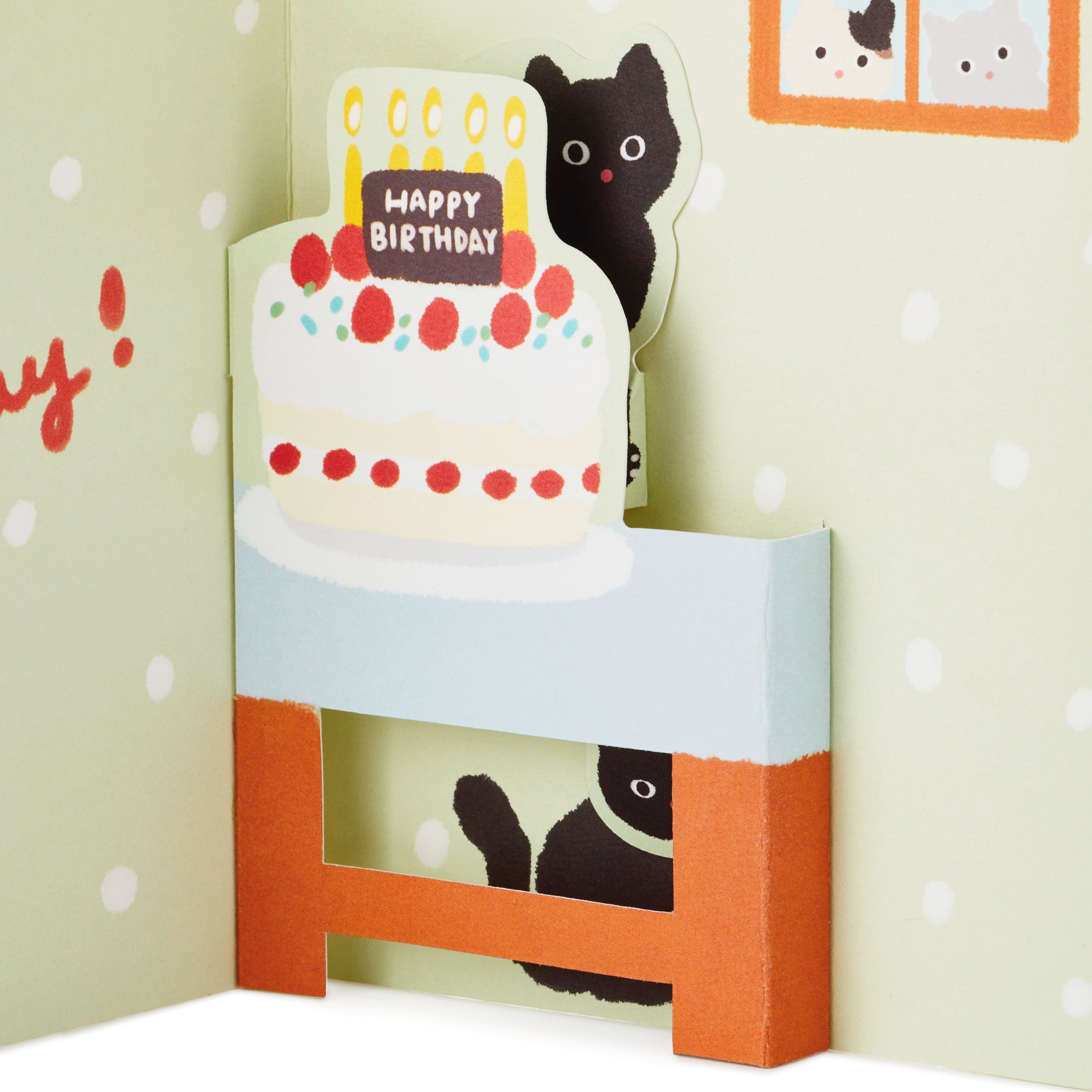 Pop Up Birthday Card (Cat and Friend with Birthday Cake)