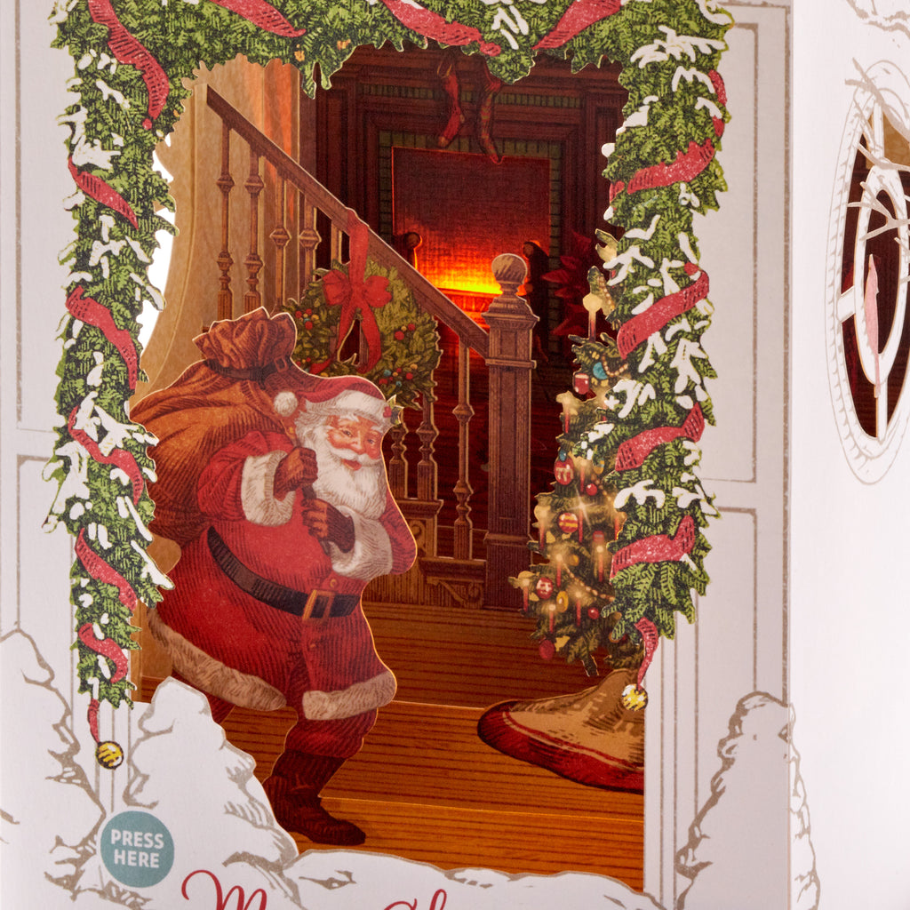 Paper Wonder Musical Pop Up Christmas Card with Lights (Santa Claus, Plays O Christmas Tree)