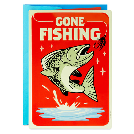 Fathers Day Card with Removable Tin Sign (Gone Fishing)