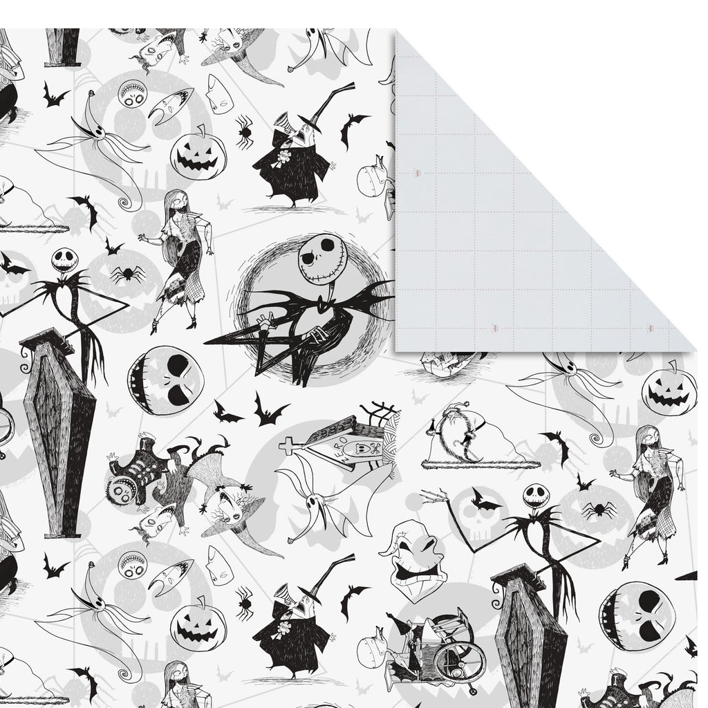Hallmark Nightmare Before Christmas Flat Wrapping Paper Sheets with Cutlines on Reverse (12 Folded Sheets) for Christmas, Birthdays, Halloween