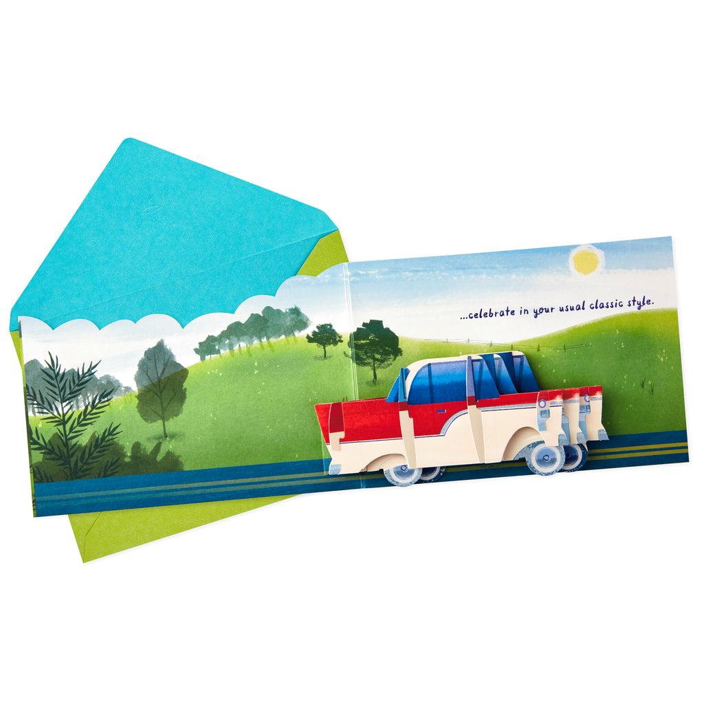 Paper Wonder Displayable Pop Up Birthday Card (Classic Car)