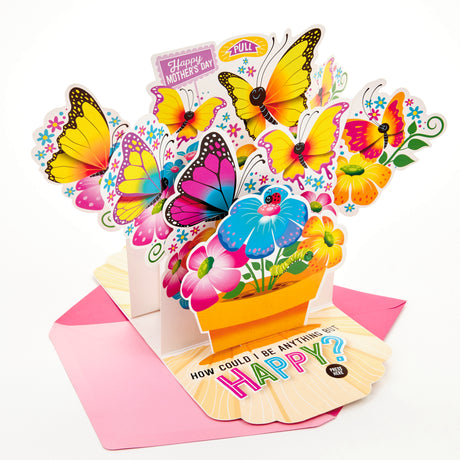 Pop Up Mother's Day Card with Song for Mom (Pot of Butterflies, Plays Happy by Pharrell Williams)