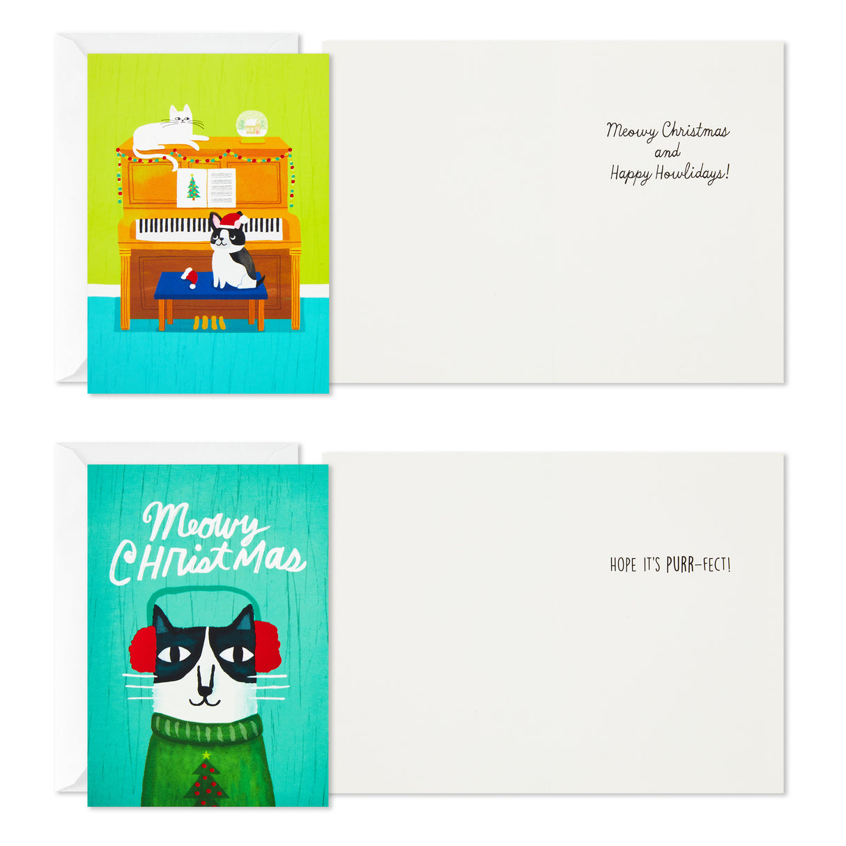 Boxed Christmas Cards Assortment, Holiday Cats and Dogs (6 Designs, 24 Cards with Envelopes)