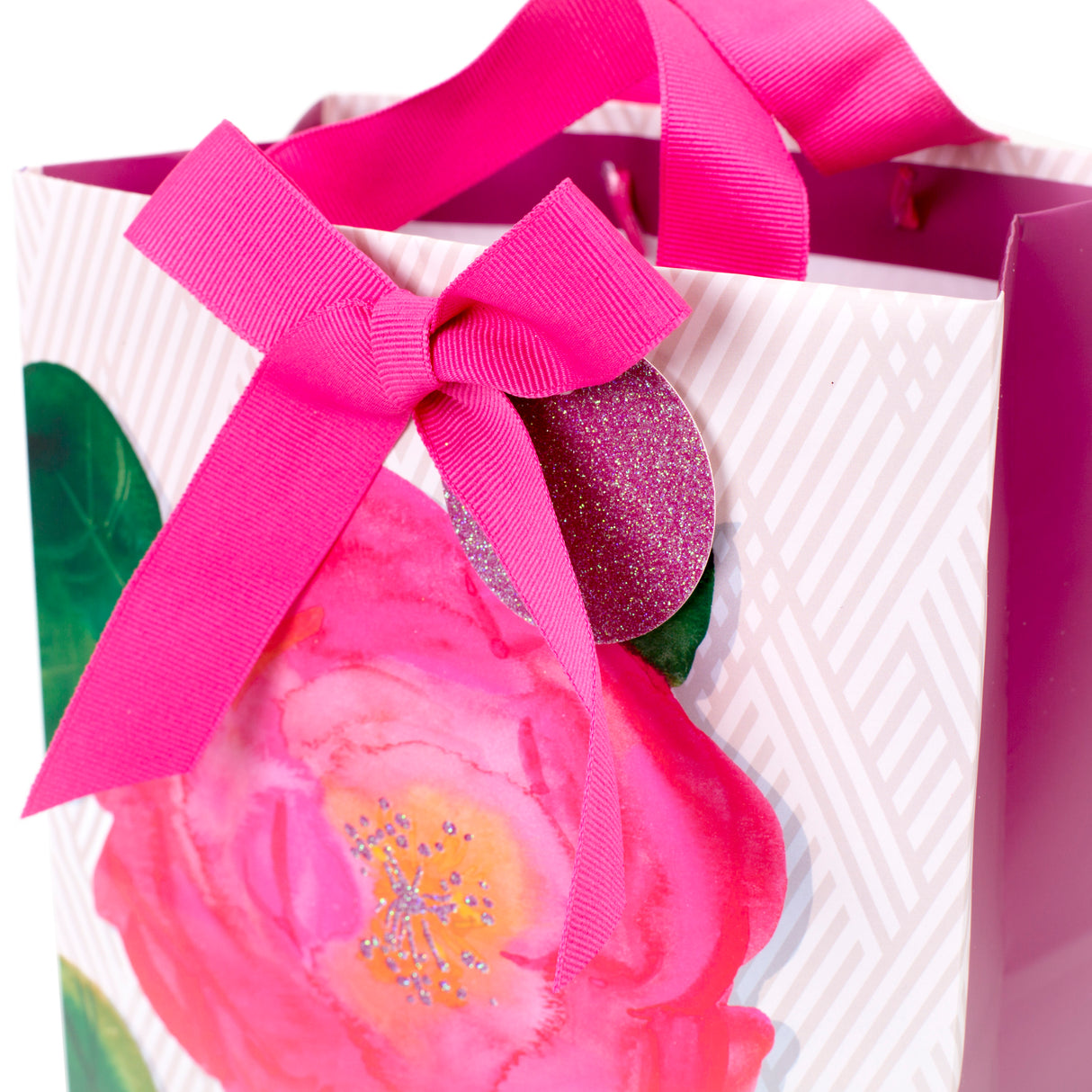 9" Medium Gift Bag with Tissue Paper (Pink Rose) for Birthdays, Bridal Showers, Weddings, Mothers Day or Any Occasion