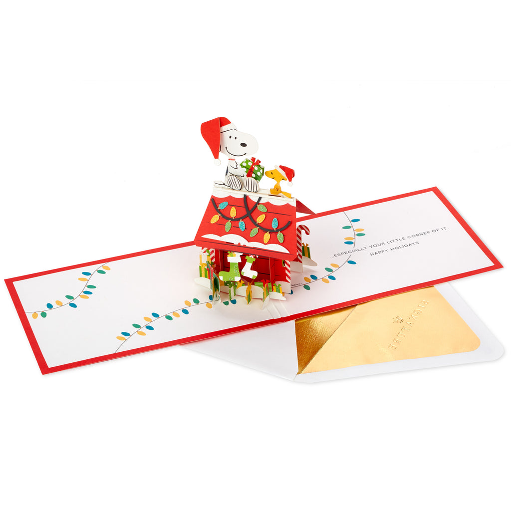 Signature Paper Wonder Pop Up Christmas Card (Peanuts, Snoopy's Dog House)