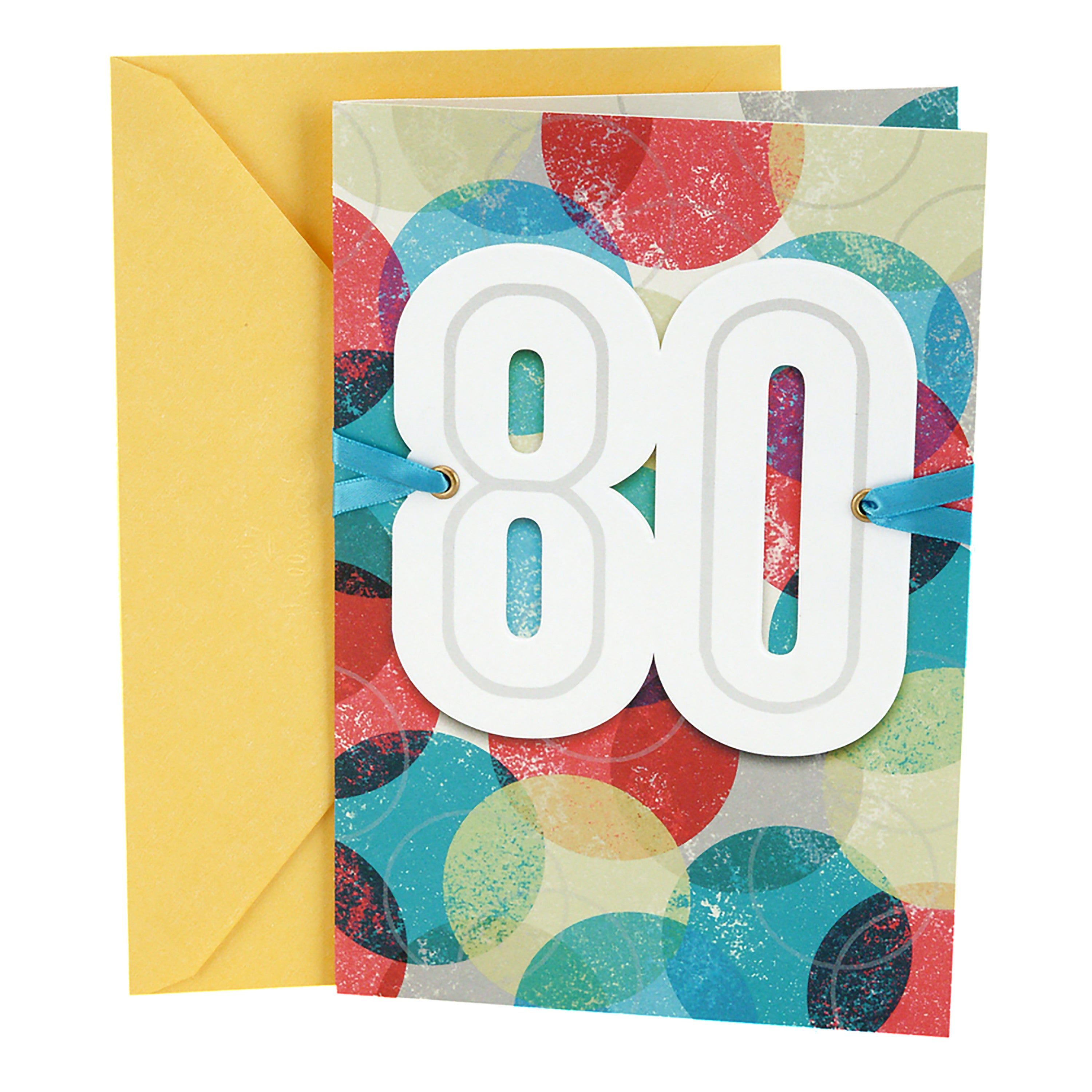 80th Birthday Greeting Card (Color Orbs)