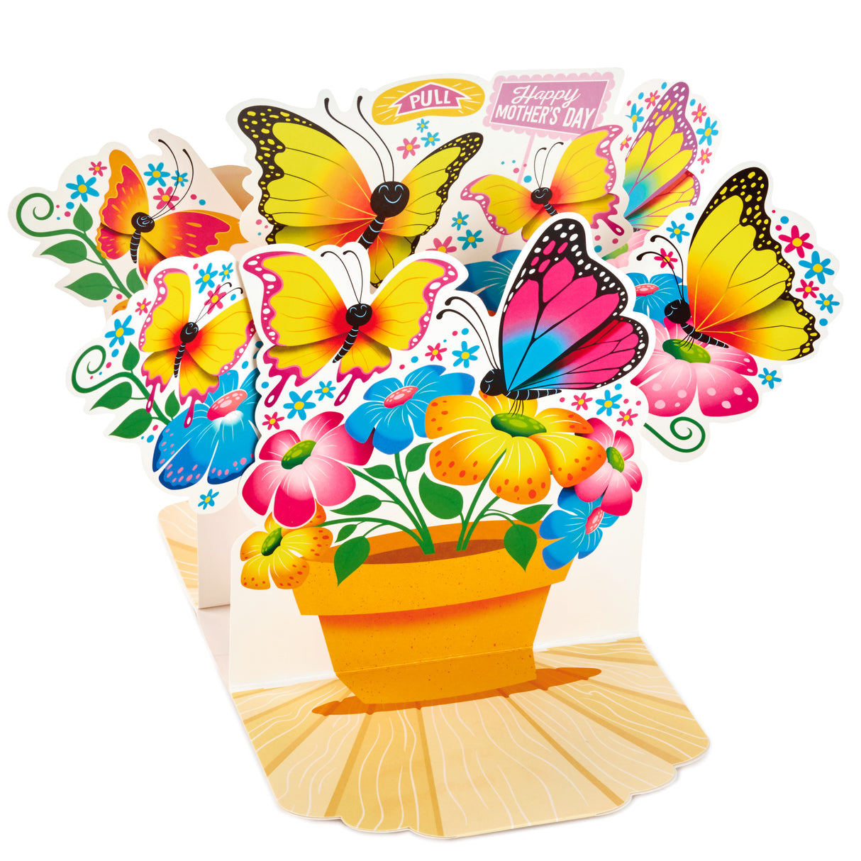 Pop Up Mother's Day Card with Song for Mom (Pot of Butterflies, Plays Happy by Pharrell Williams)