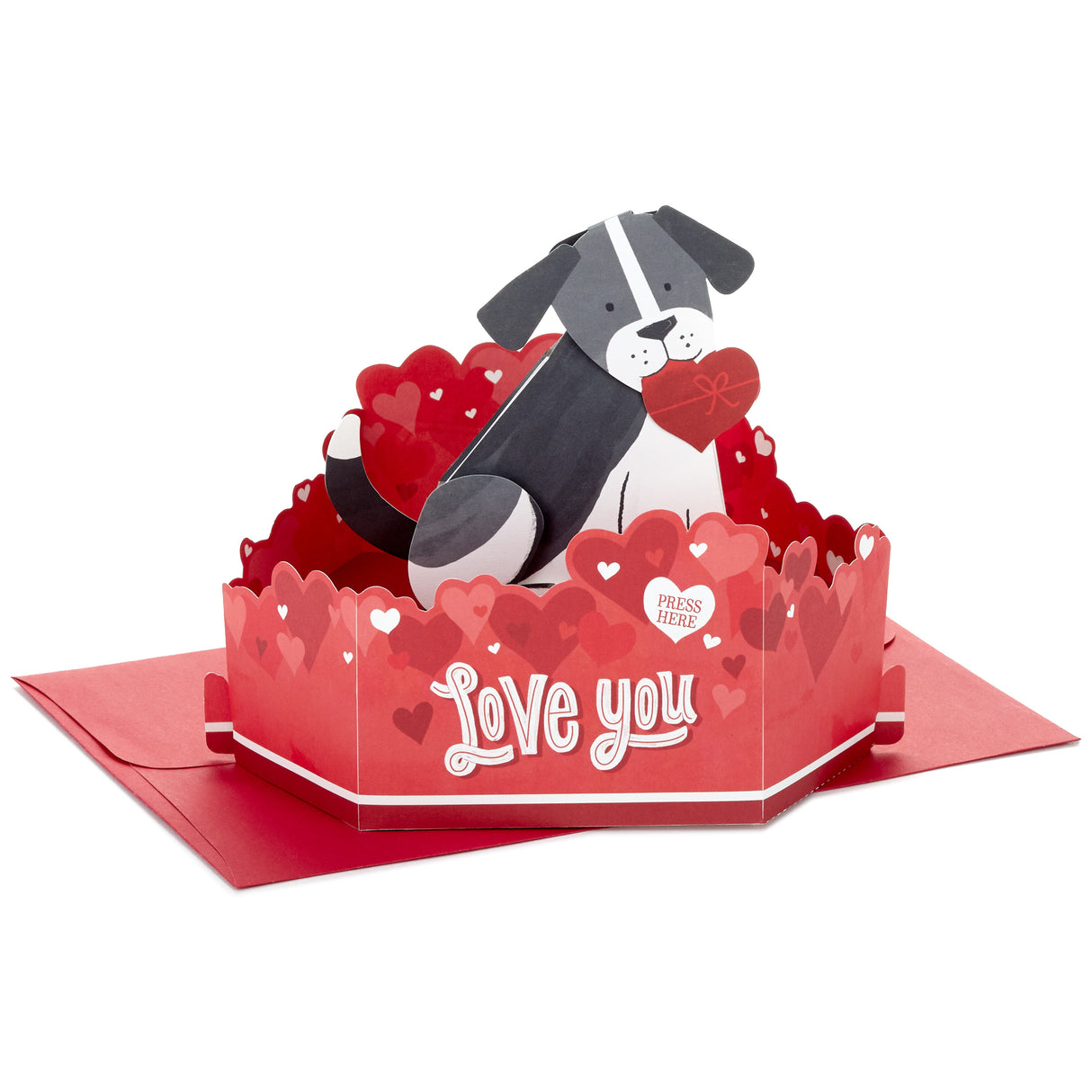 Paper Wonder Pop Up Valentines Day Card with Sound and Motion (Dog)