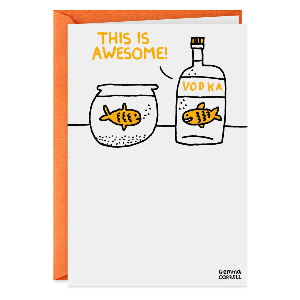 Shoebox Funny Birthday Card (Vodka Goldfish)