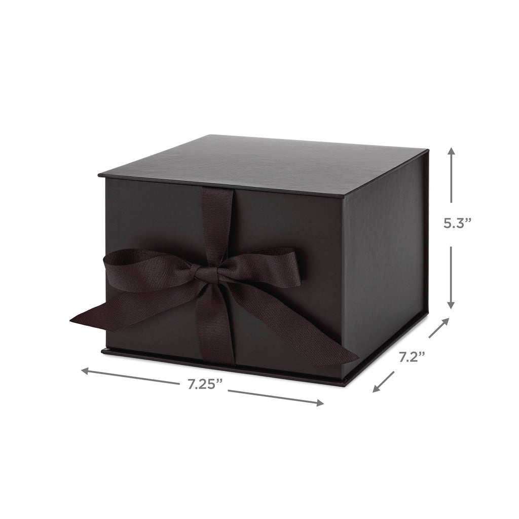 Hallmark 7" Large Black Gift Box with Lid and Shredded Paper Fill for Weddings, Birthdays, Halloween, Christmas, Hanukkah, Holidays, Graduation and More