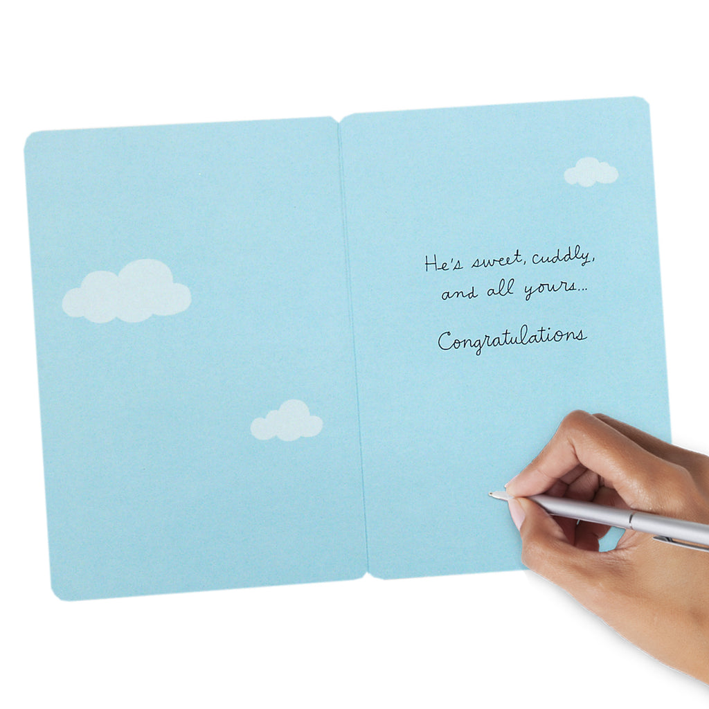 Signature Baby Shower Card for Baby Boy (Elephant with Balloon)