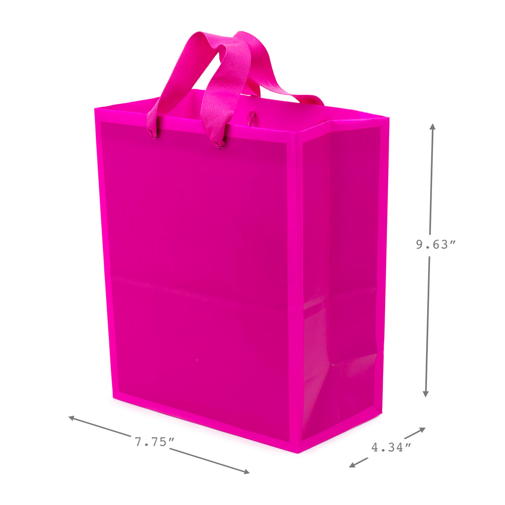 9" Medium Solid Color Gift Bags - Pack of 4 in Red, Blue, Light Pink and Hot Pink for Birthdays, Baby Showers, Retirements or Any Occasion