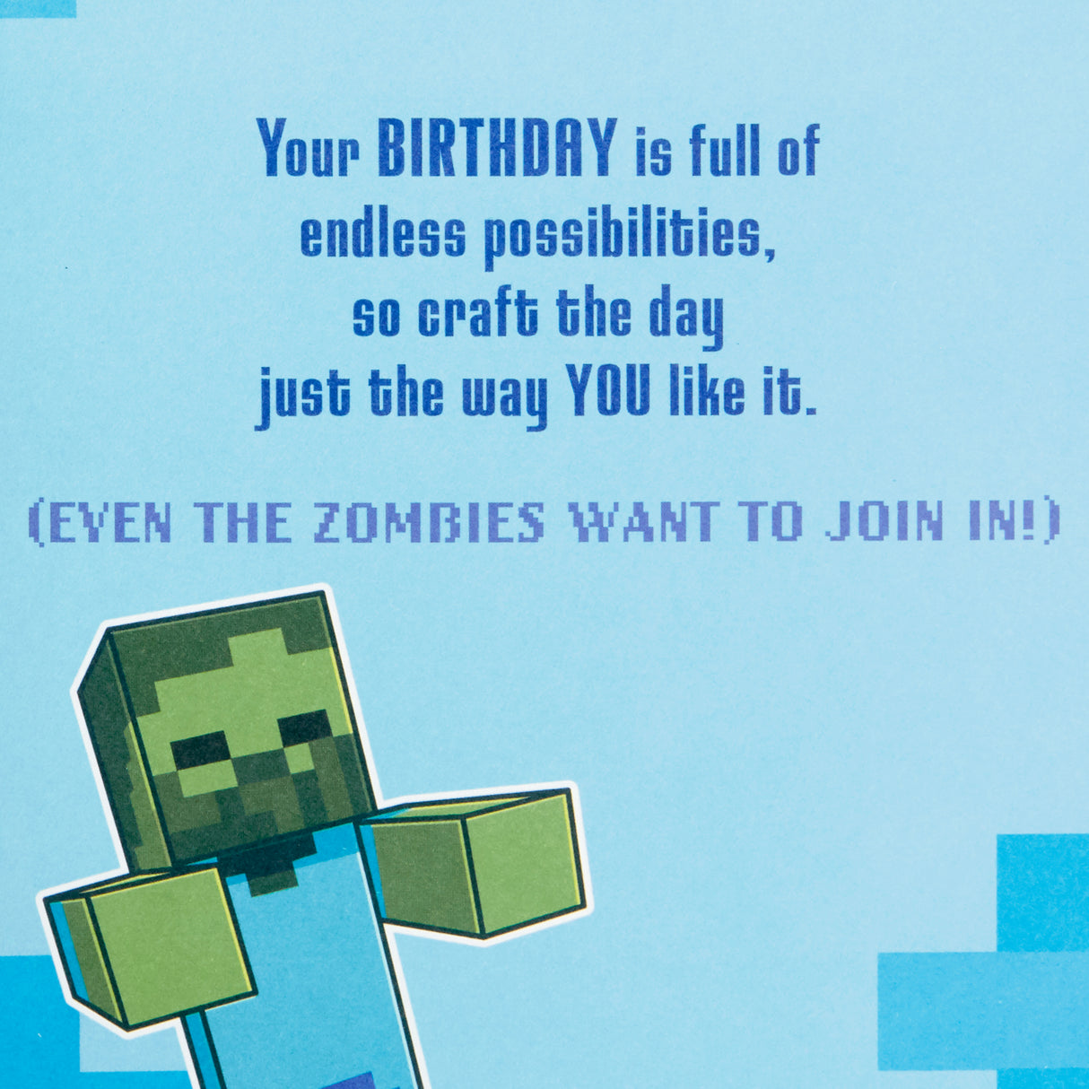 Minecraft Birthday Card for Kids with Stickers (Party Mode)