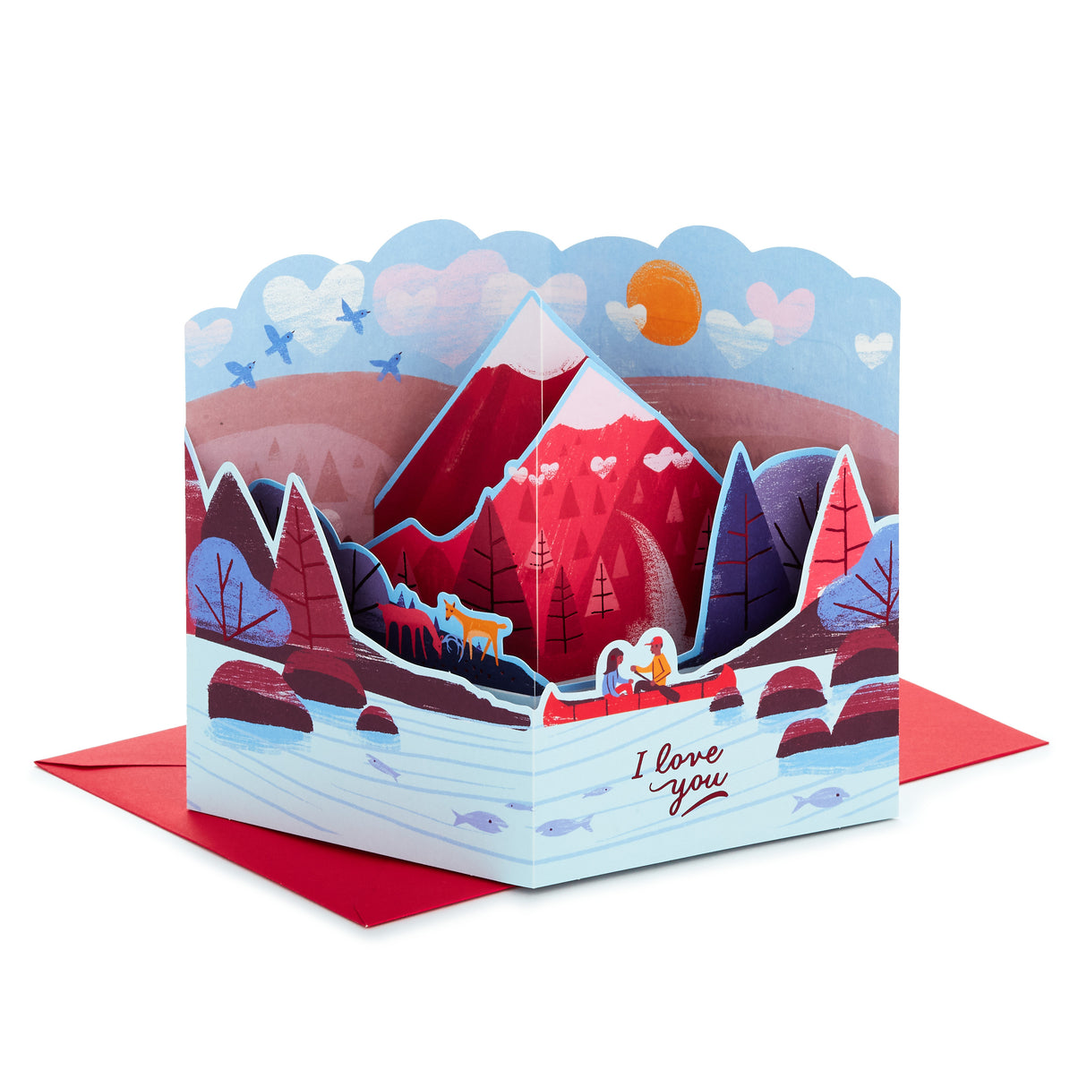 Paper Wonder Pop Up Valentines Day Card for Husband, Wife, Boyfriend, Girlfriend (Mountain Lake)