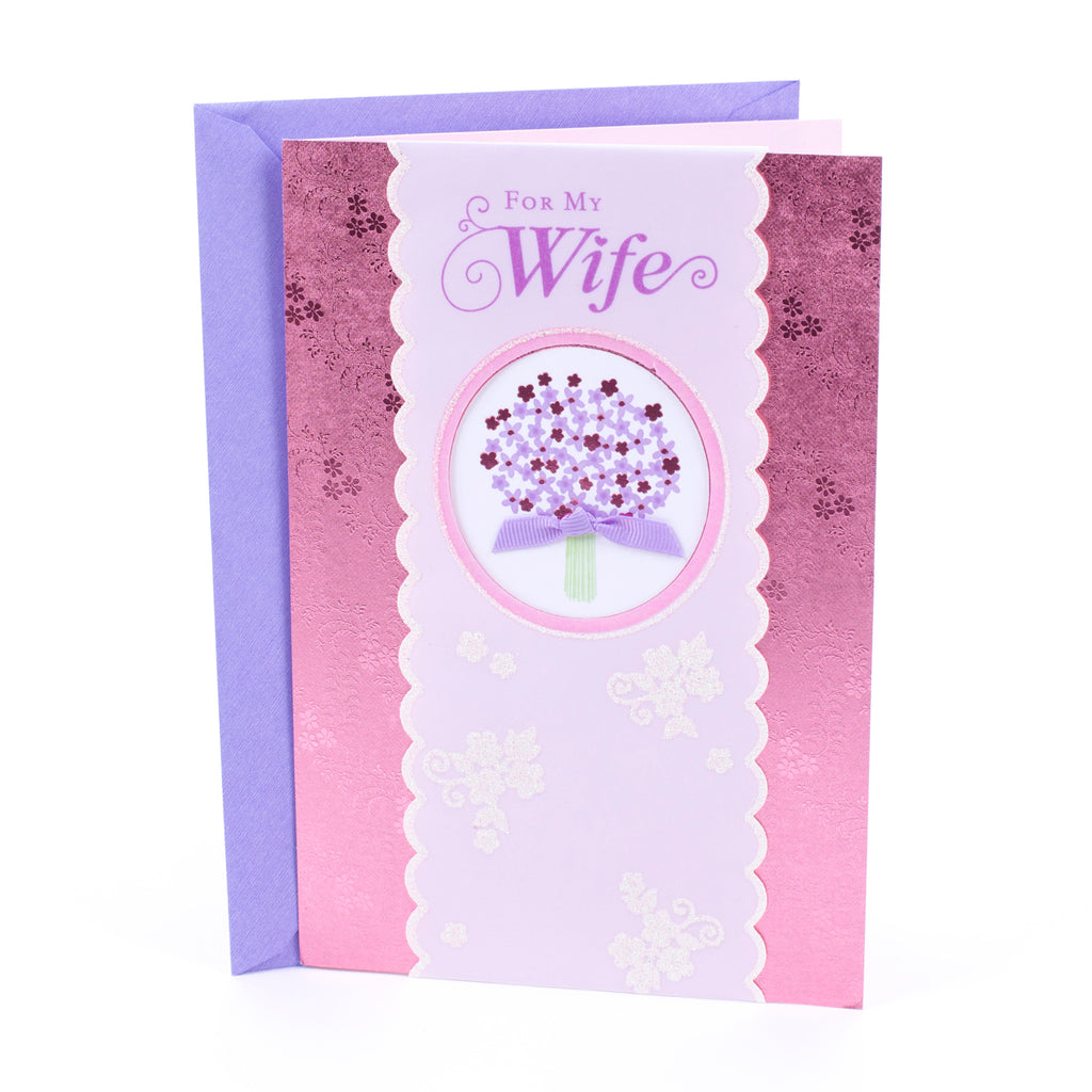 Birthday Card for Wife (Purple Bouquet)