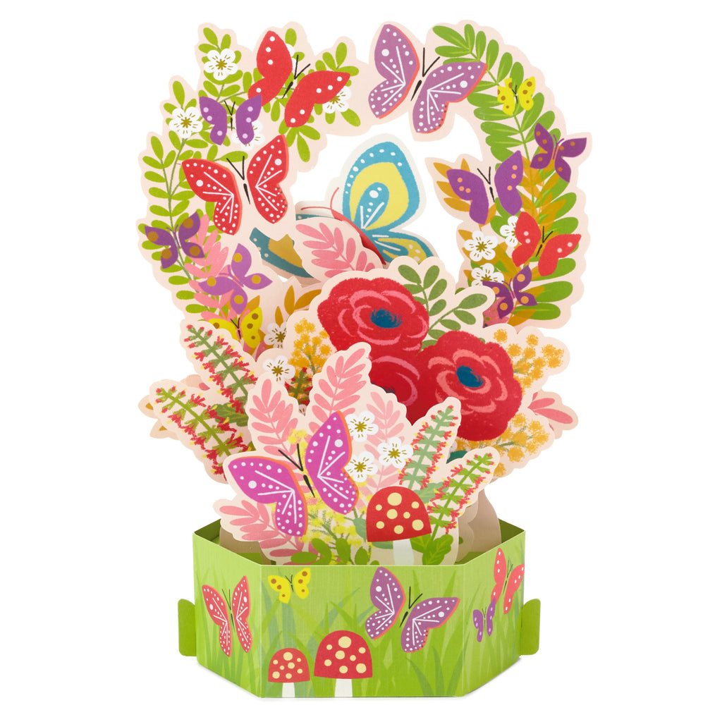 Paper Wonder Pop Up Birthday Card for Women (Flowers and Butterflies)
