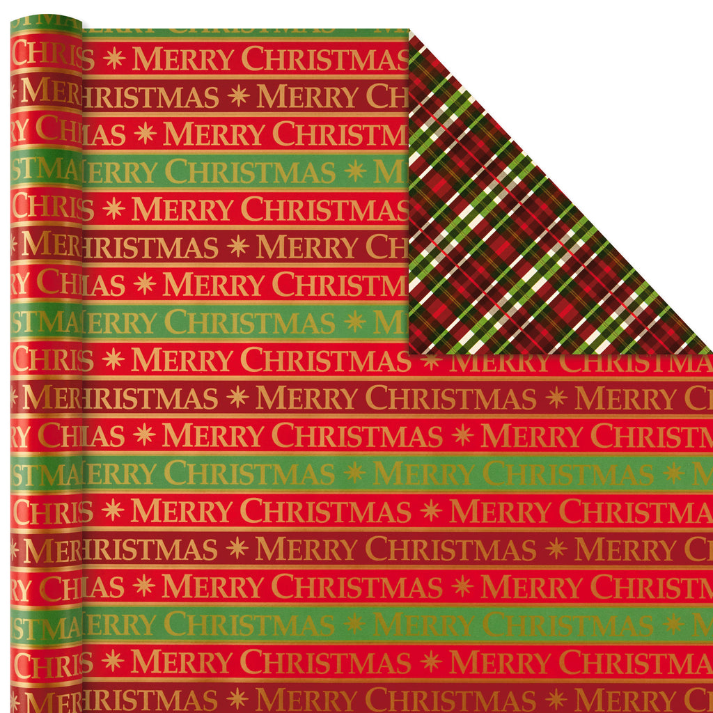 Reversible Christmas Wrapping Paper Bundle, Traditional (Pack of 4, 150 sq. ft. ttl.)