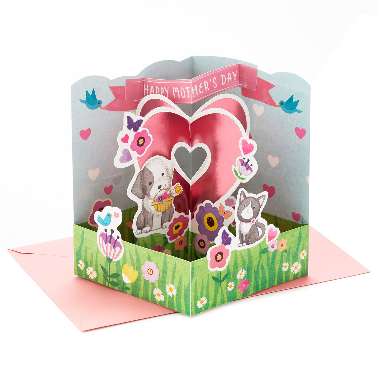 Paper Wonder Displayable Pop Up Mothers Day Card (Cat and Dog)