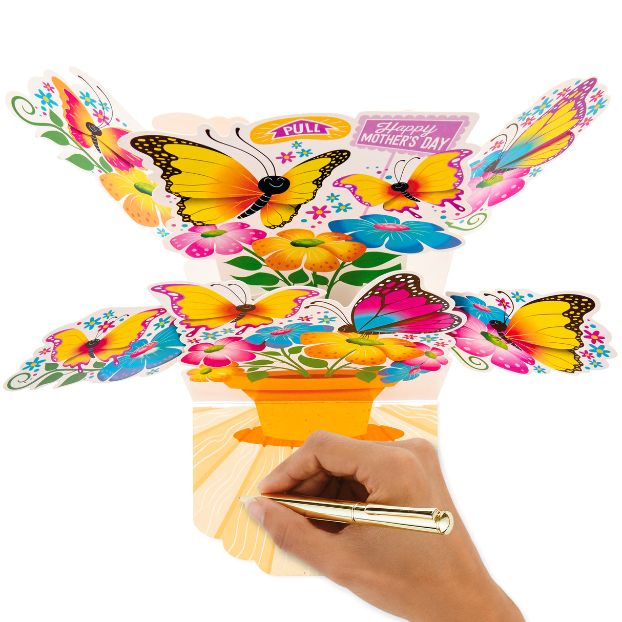 Pop Up Mother's Day Card with Song for Mom (Pot of Butterflies, Plays Happy by Pharrell Williams)