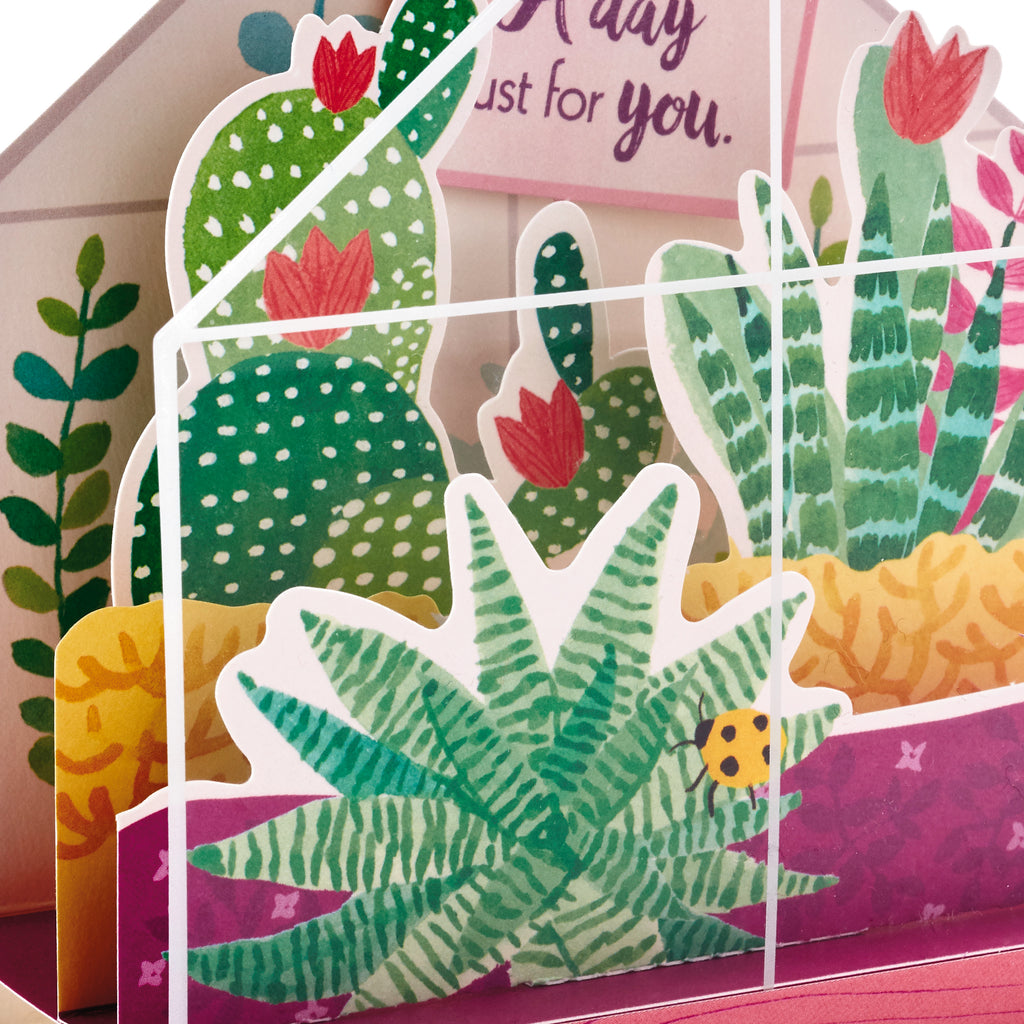 Paper Wonder Displayable Pop Up Birthday Card (Succulents)