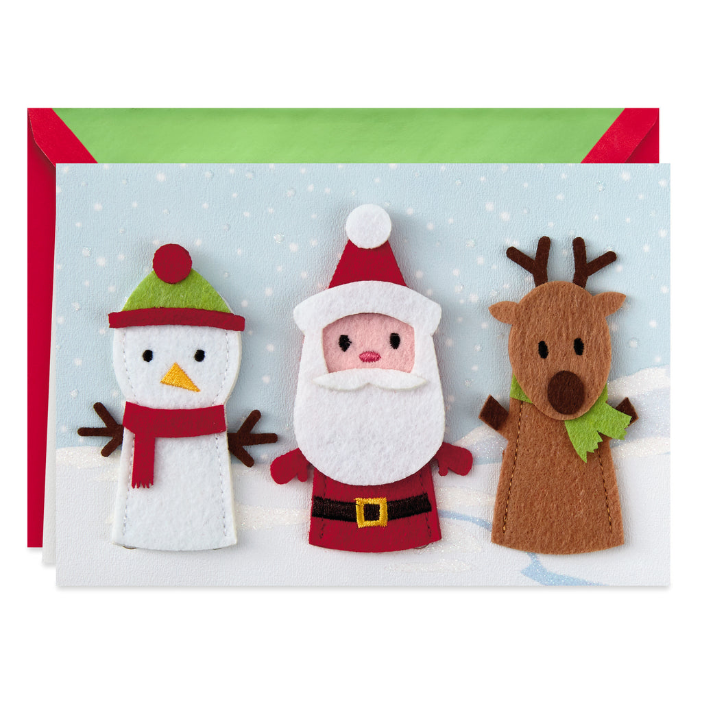 Signature Christmas Card for Kid (Removable Finger Puppets)