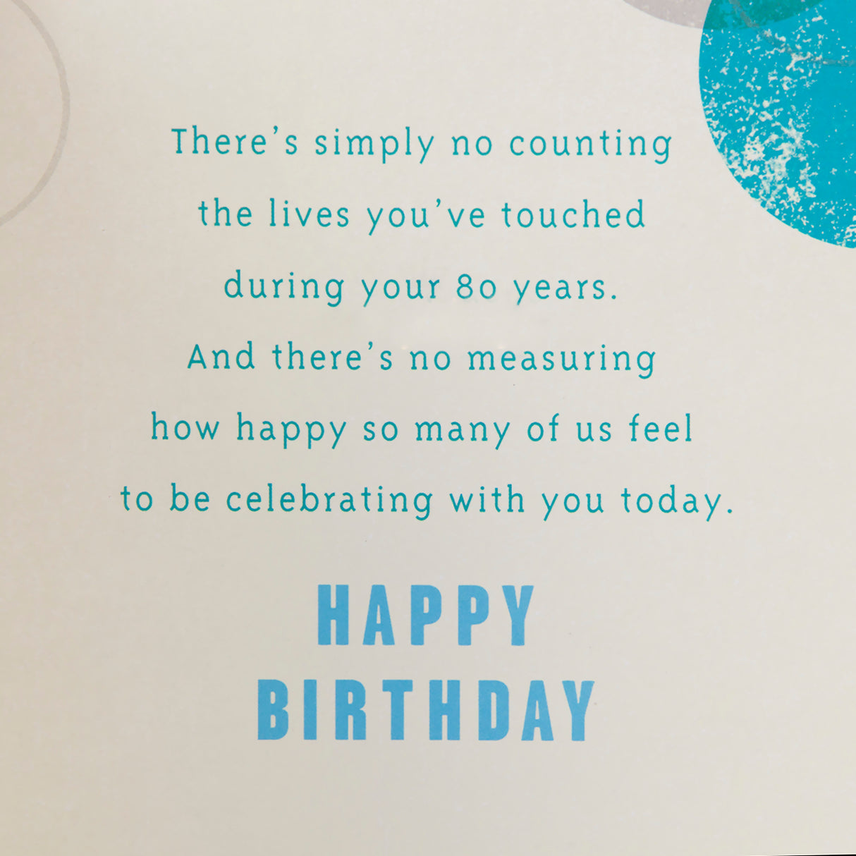 80th Birthday Greeting Card (Color Orbs)