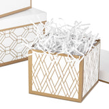 Nesting Boxes with Lids and Fill (Set of 3, White and Gold, Assorted Sizes) for Weddings, Bridal Showers, Holidays and More