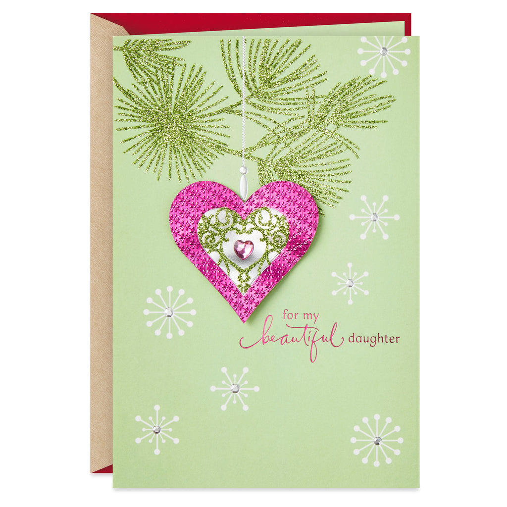 Christmas Card for Daughter (Heart Ornament)