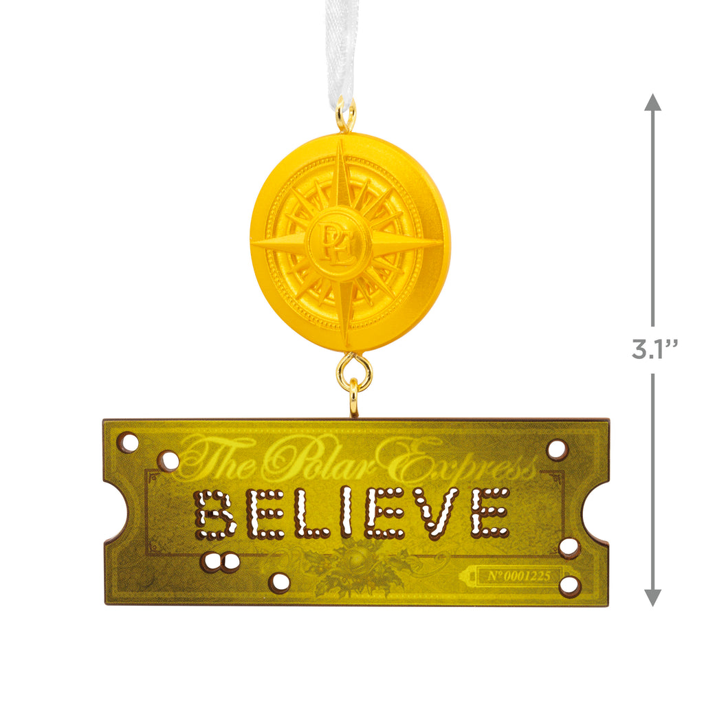 The Polar Express Believe Ticket and Compass Christmas Ornament