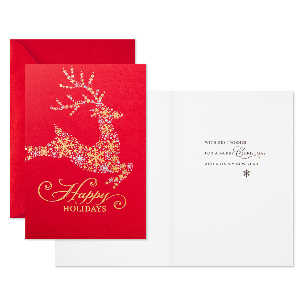 Christmas Cards, Snowflake Reindeer (10 Cards with Envelopes)