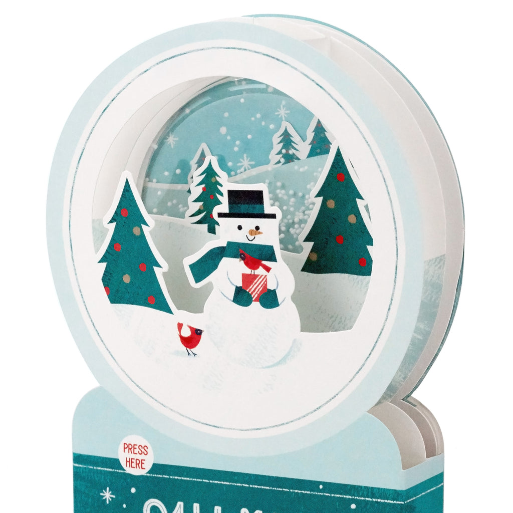 Paper Wonder Musical Pop Up Christmas Card (Snowman Snow Globe, Plays Jingle Bells)